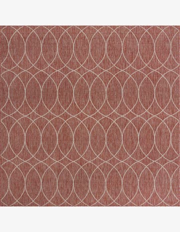 Rust Red Easy-Clean Lattice Indoor / Outdoor Square Rug