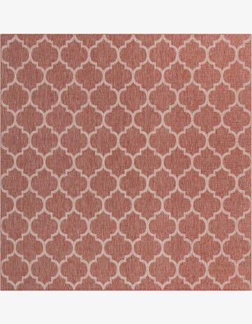 Rust Red Easy-Clean Lattice Indoor / Outdoor Square Rug