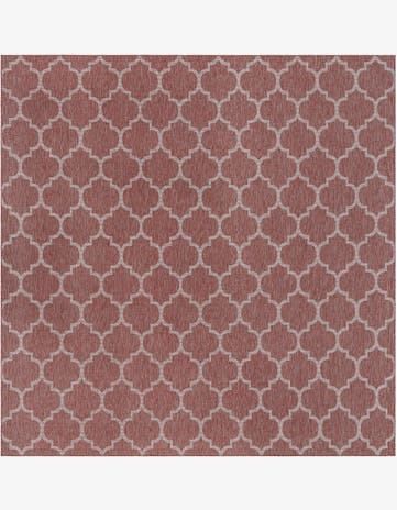 Rust Red Easy-Clean Lattice Indoor / Outdoor Square Rug
