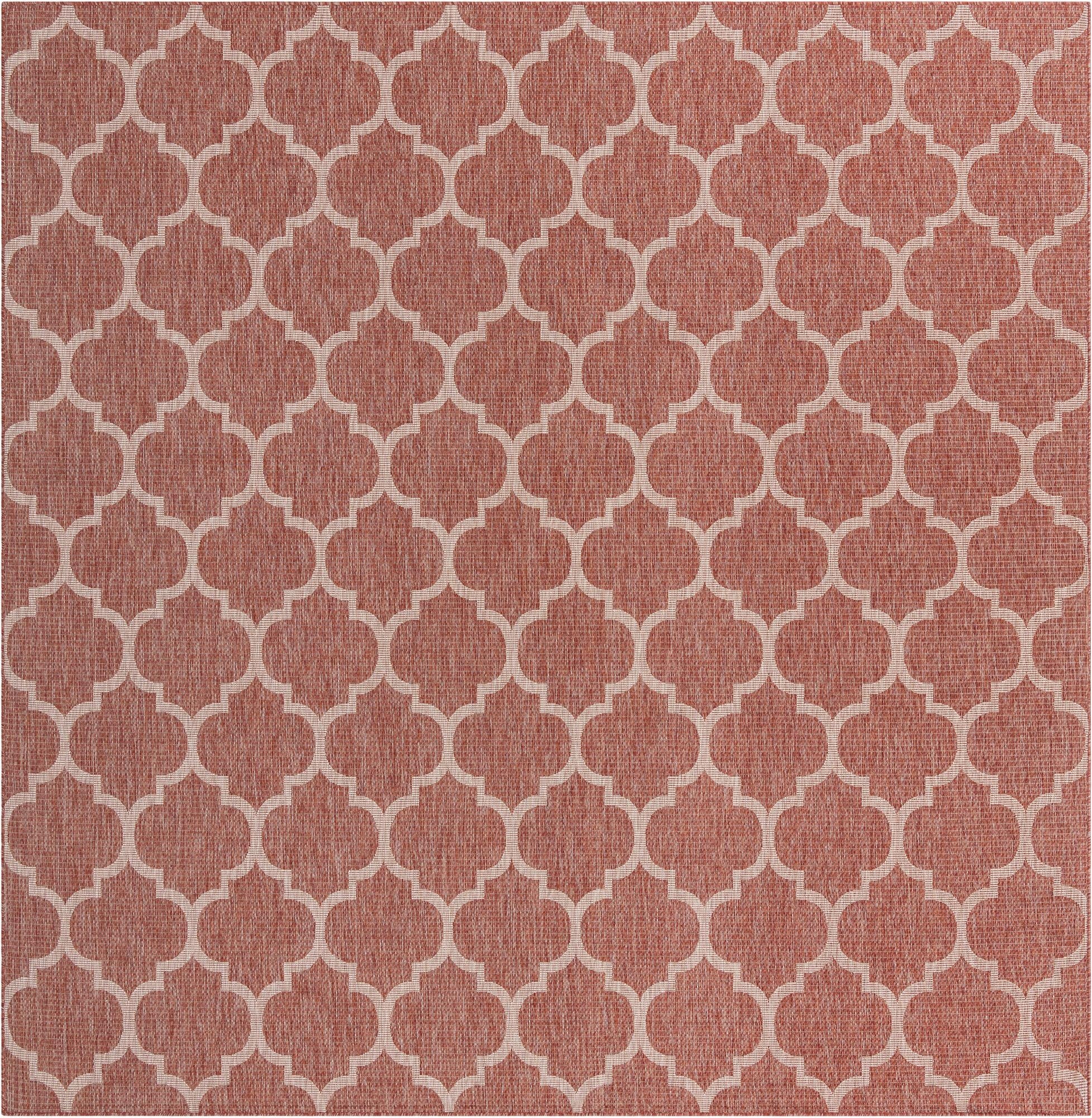 10' 8 x 10' 8 Washable Lattice Indoor / Outdoor Square Rug