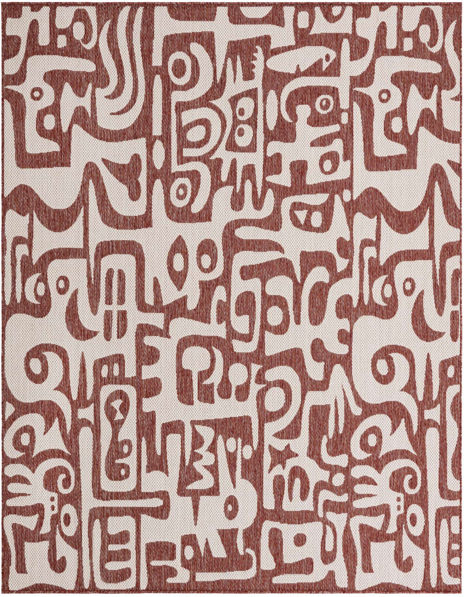 7' 10 x 7' 10 Easy-Clean Modern Indoor / Outdoor Square Rug