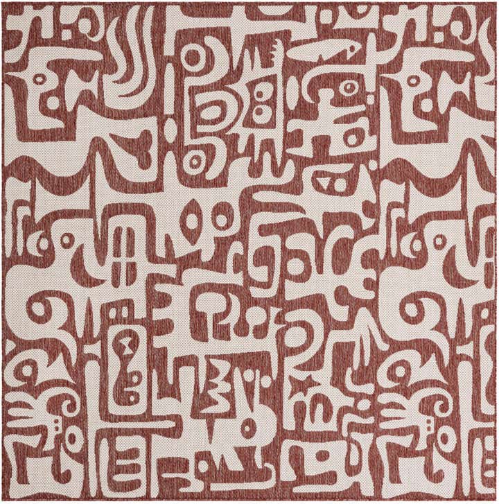 7' 10 x 7' 10 Easy-Clean Modern Indoor / Outdoor Square Rug
