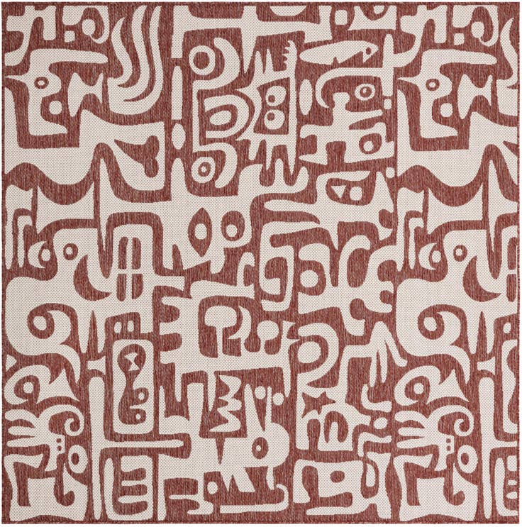 Detail image of 7' 10 x 7' 10 Easy-Clean Modern Indoor / Outdoor Square Rug