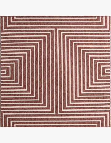 Rust Red Easy-Clean Modern Indoor / Outdoor Square Rug