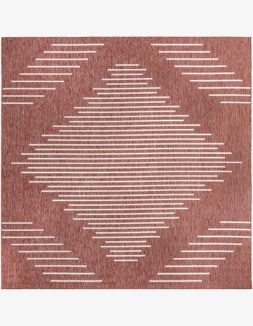 Rust Red Easy-Clean Modern Indoor / Outdoor Square Rug