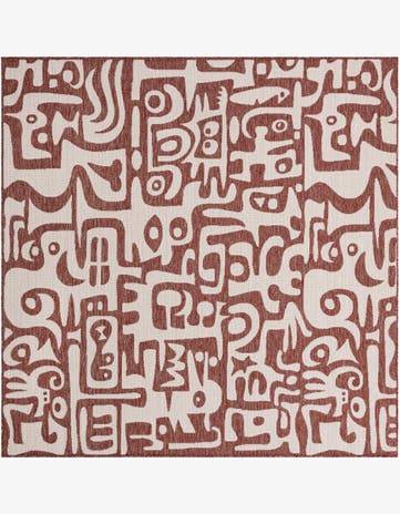 7' 10 x 7' 10 Easy-Clean Modern Indoor / Outdoor Square Rug