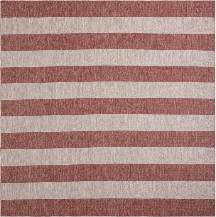Detail image of 10' x 10' Easy-Clean Striped Indoor / Outdoor Square Rug