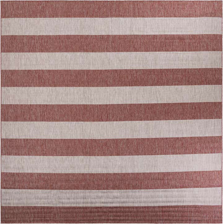 12' x 12' Easy-Clean Striped Indoor / Outdoor Square Rug