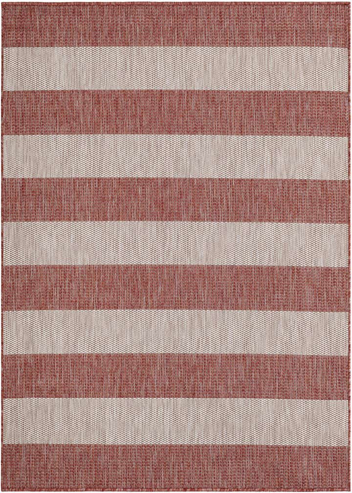 5' 3 x 5' 3 Easy-Clean Striped Indoor / Outdoor Square Rug