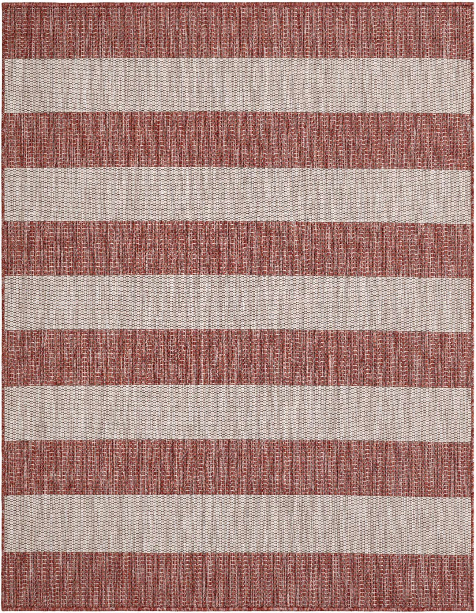 5' 3 x 5' 3 Easy-Clean Striped Indoor / Outdoor Square Rug
