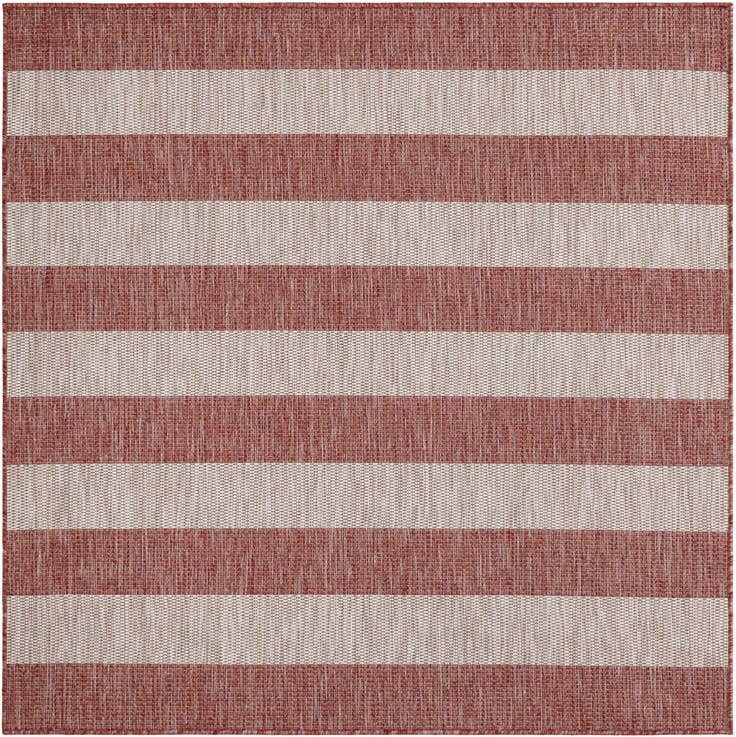 Detail image of 5' 3 x 5' 3 Easy-Clean Striped Indoor / Outdoor Square Rug