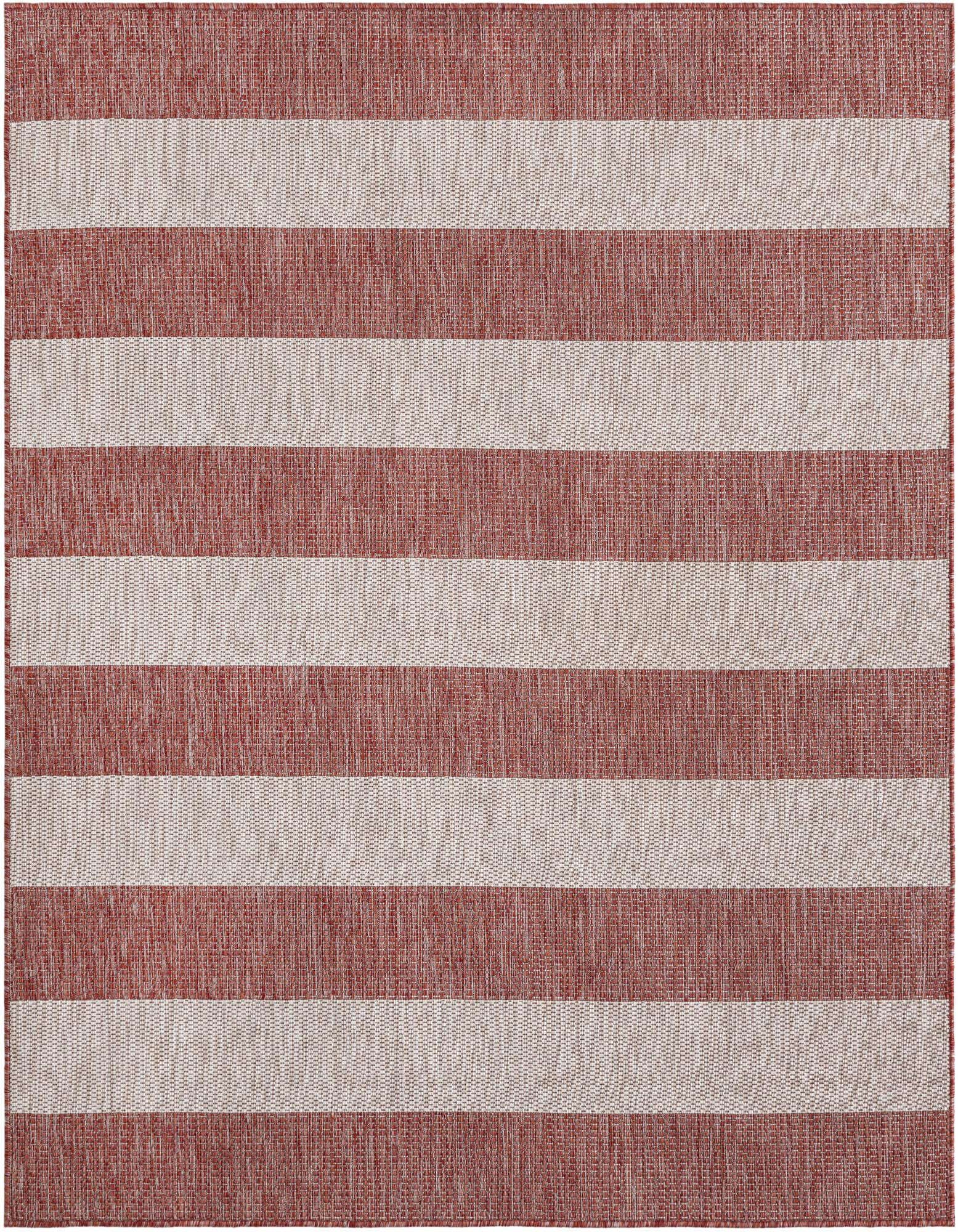 6' x 6' Easy-Clean Striped Indoor / Outdoor Square Rug