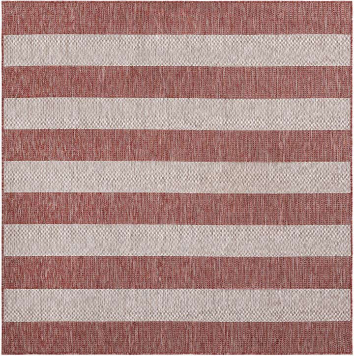 6' x 6' Easy-Clean Striped Indoor / Outdoor Square Rug