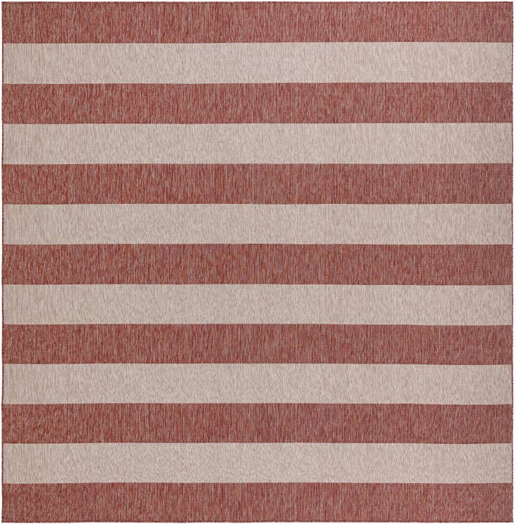 Detail image of 13' x 13' Easy-Clean Striped Indoor / Outdoor Square Rug
