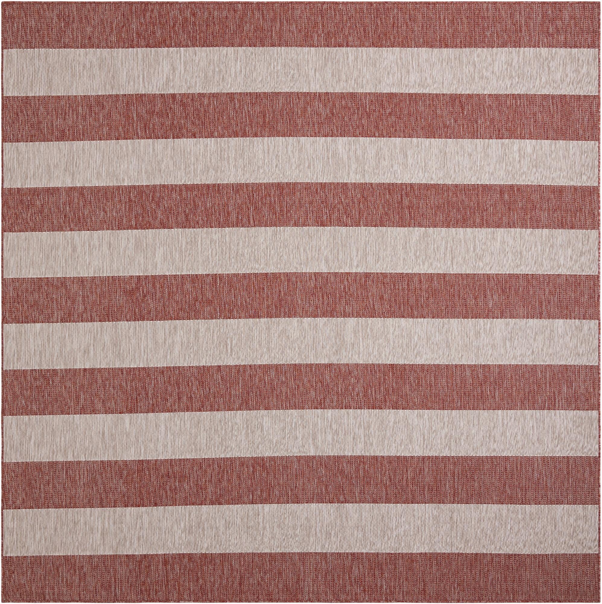 10' x 10'  Washable Striped Indoor / Outdoor Square Rug