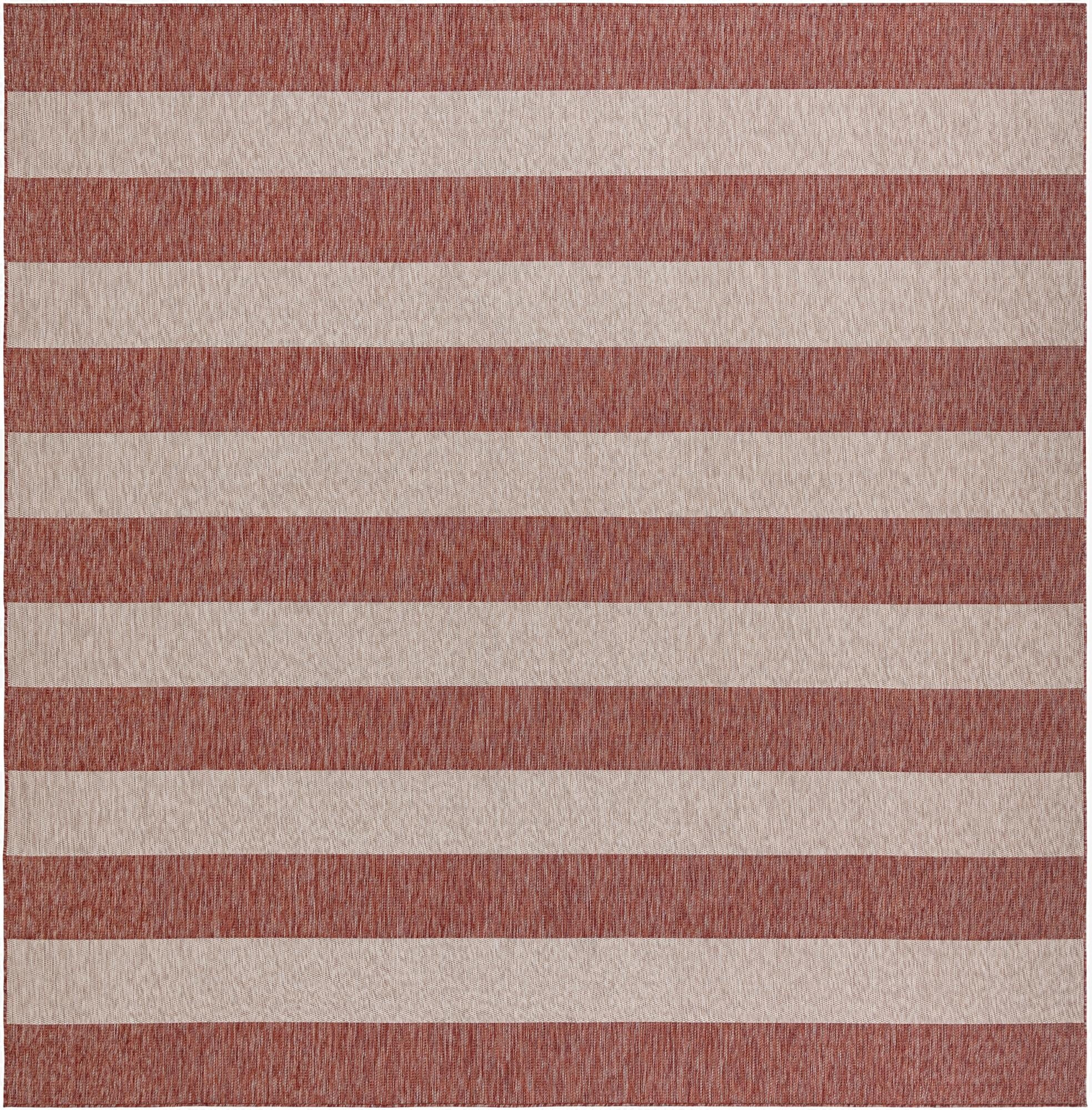 13' x 13'  Washable Striped Indoor / Outdoor Square Rug