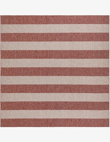 Rust Red Easy-Clean Striped Indoor / Outdoor Square Rug