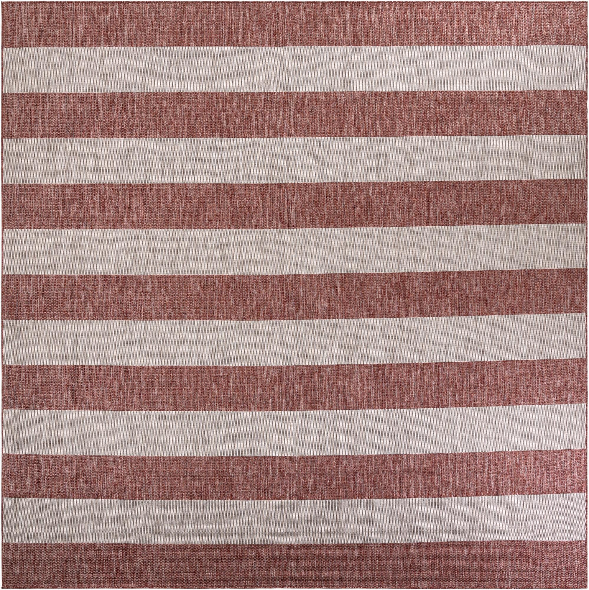 12' x 12'  Washable Striped Indoor / Outdoor Square Rug