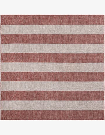 6' x 6' Easy-Clean Striped Indoor / Outdoor Square Rug