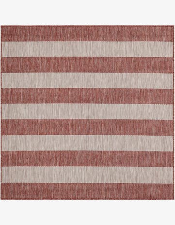 5' 3 x 5' 3 Easy-Clean Striped Indoor / Outdoor Square Rug