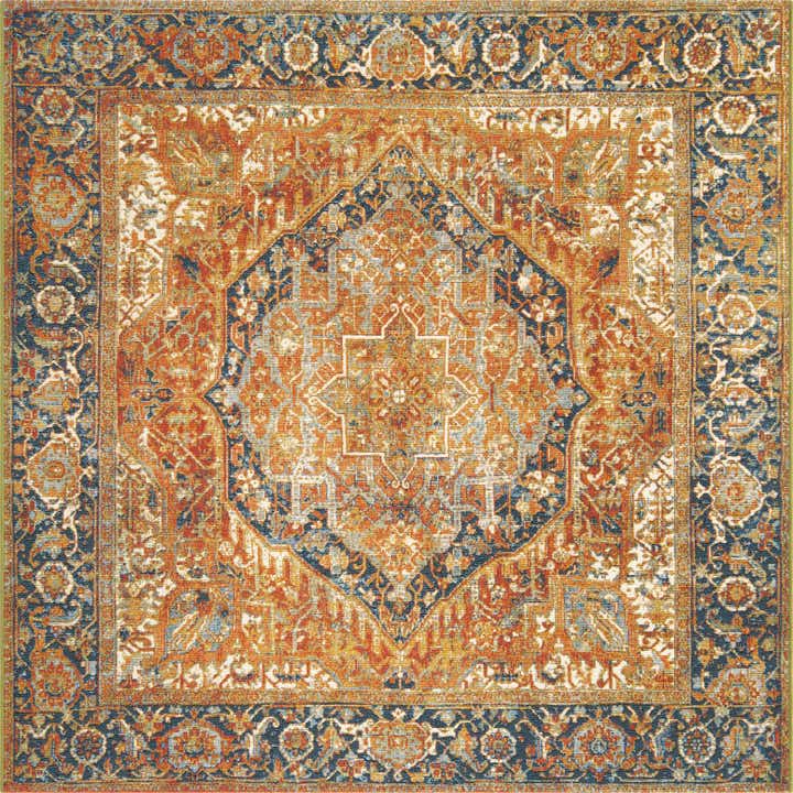 6' x 6' Easy-Clean Traditional Indoor / Outdoor Square Rug