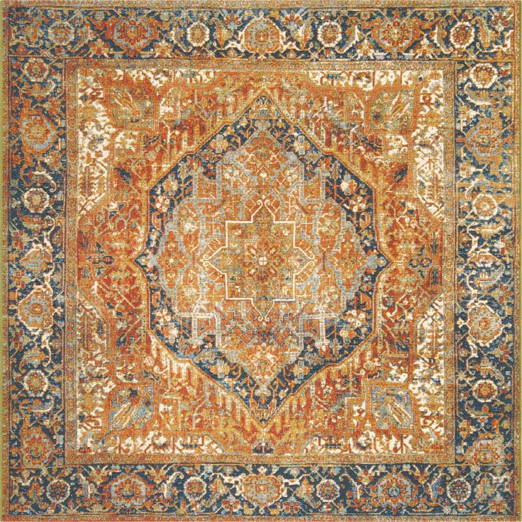 Detail image of 6' x 6' Easy-Clean Traditional Indoor / Outdoor Square Rug