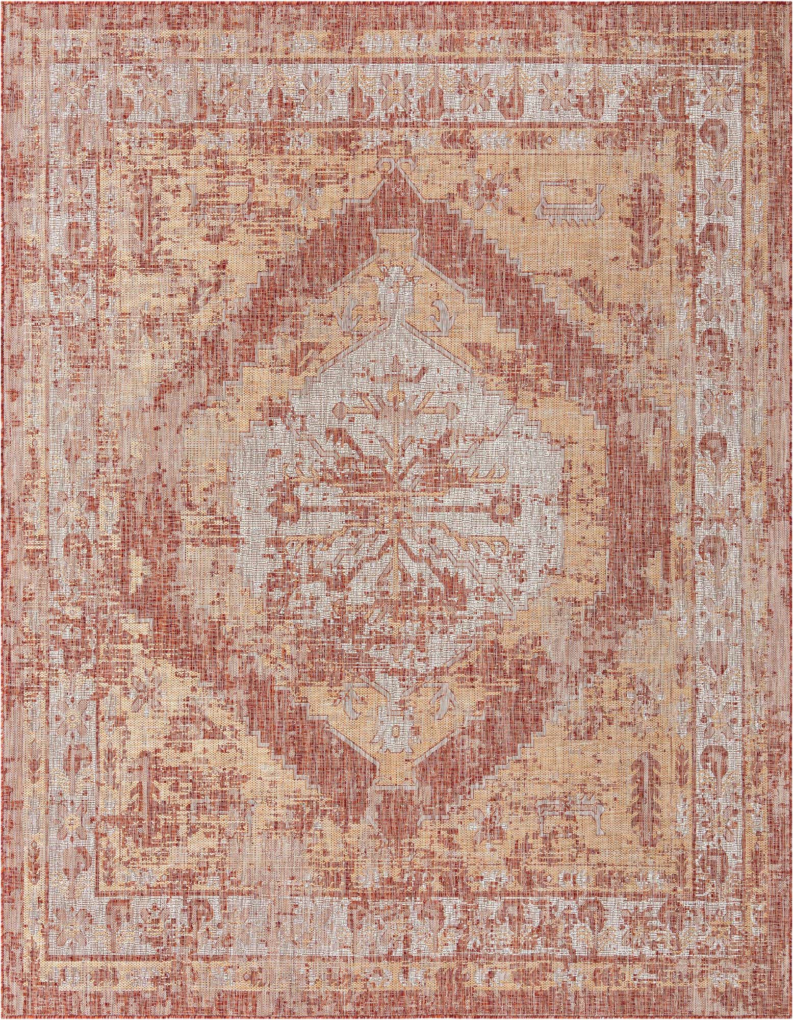 10' x 10' Easy-Clean Traditional Indoor / Outdoor Square Rug