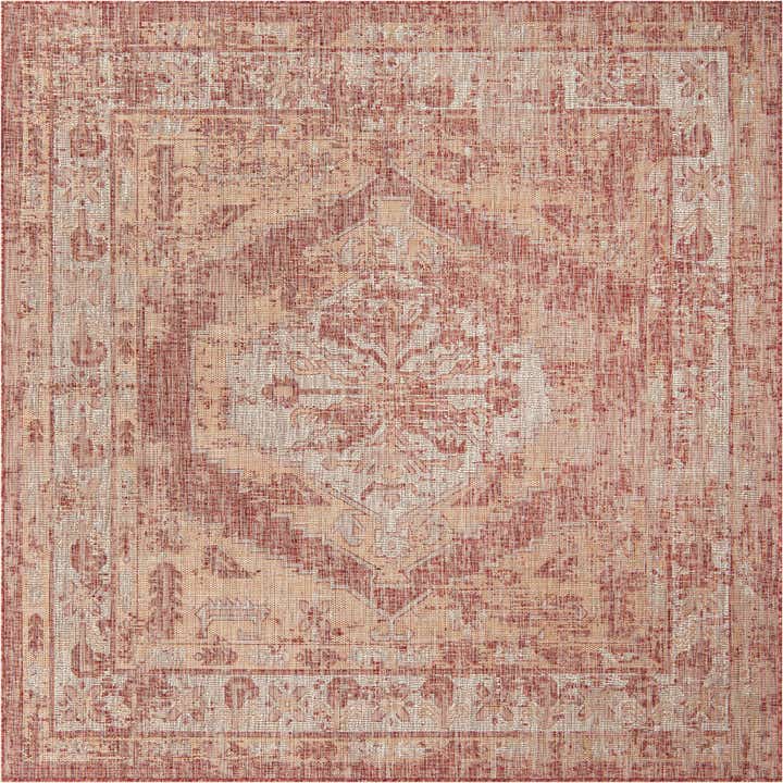 7' 10 x 7' 10 Easy-Clean Traditional Indoor / Outdoor Square Rug