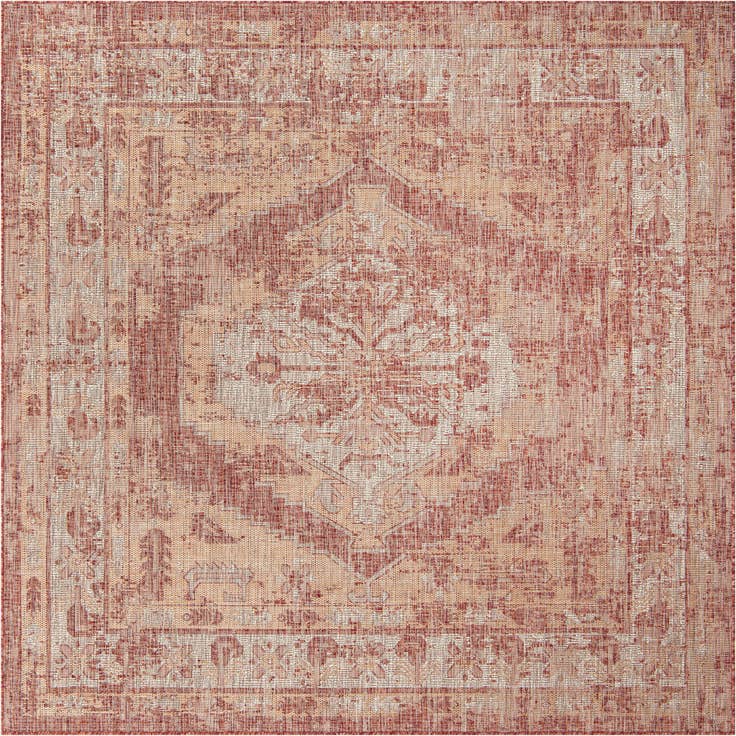 Detail image of 7' 10 x 7' 10 Easy-Clean Traditional Indoor / Outdoor Square Rug