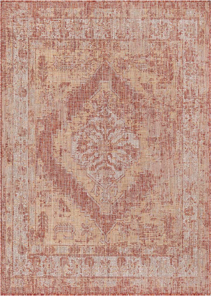 5' 3 x 5' 3 Easy-Clean Traditional Indoor / Outdoor Square Rug