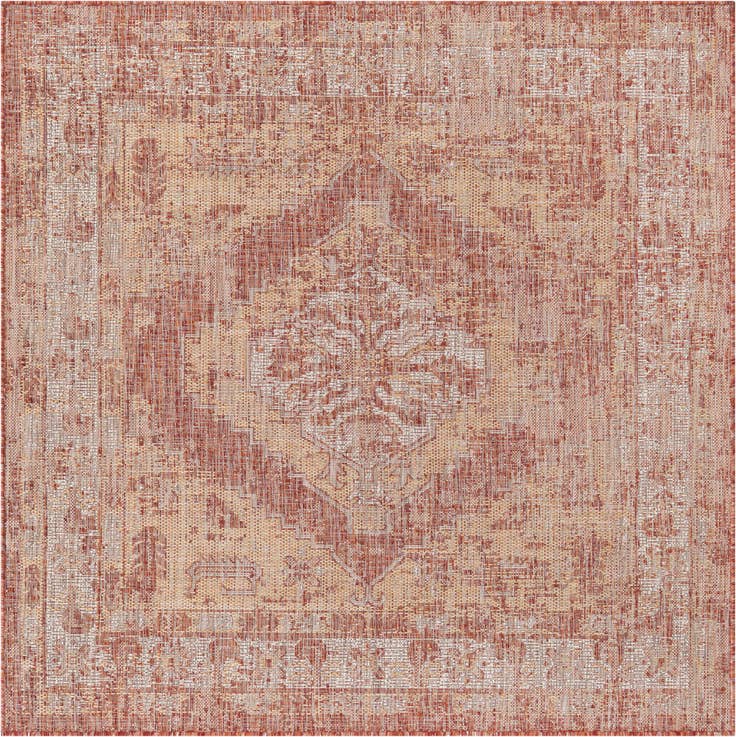 Detail image of 5' 3 x 5' 3 Easy-Clean Traditional Indoor / Outdoor Square Rug