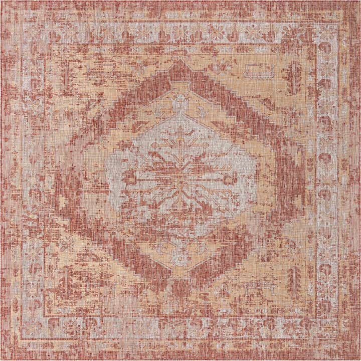 13' x 13' Easy-Clean Traditional Indoor / Outdoor Square Rug