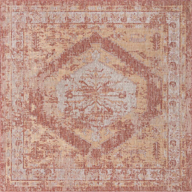 Detail image of 13' x 13' Easy-Clean Traditional Indoor / Outdoor Square Rug