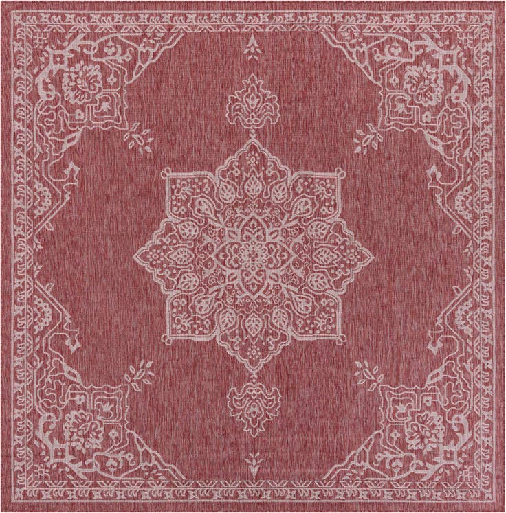 Detail image of 7' 10 x 7' 10 Easy-Clean Traditional Indoor / Outdoor Square Rug