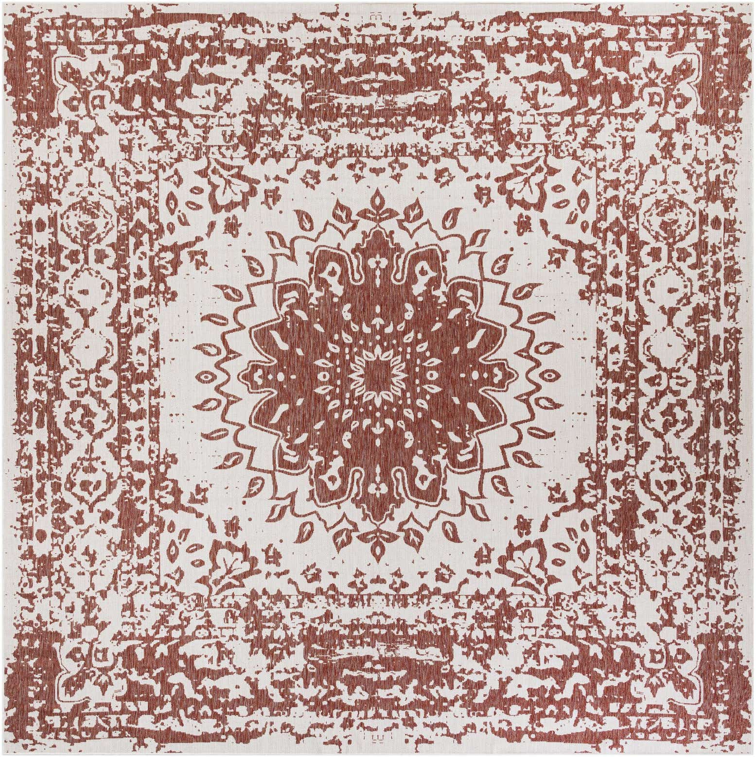 12' x 12' Easy-Clean Traditional Indoor / Outdoor Square Rug