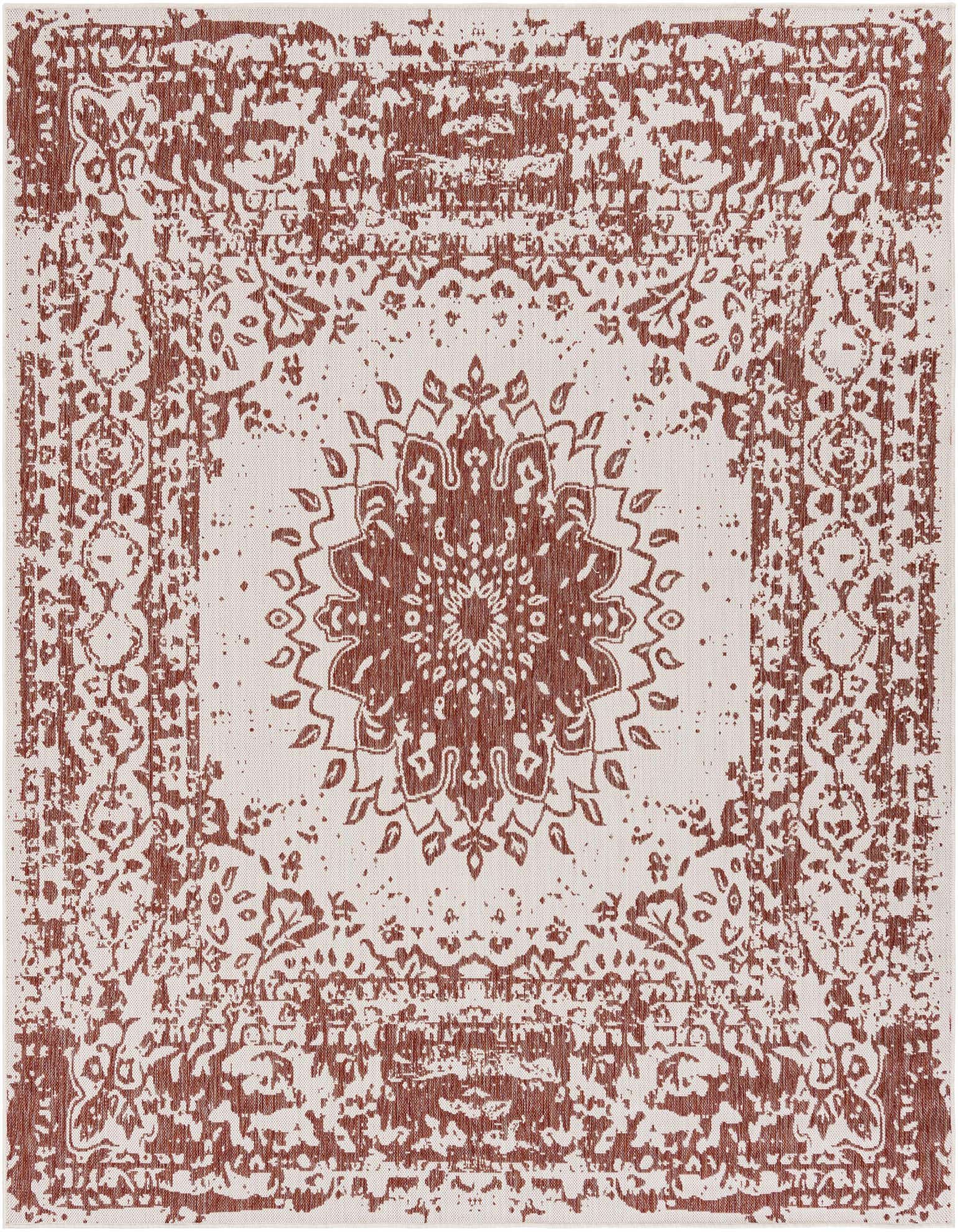 7' 10 x 7' 10 Easy-Clean Traditional Indoor / Outdoor Square Rug