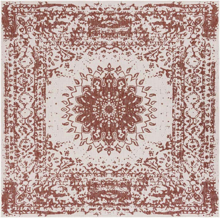 7' 10 x 7' 10 Easy-Clean Traditional Indoor / Outdoor Square Rug