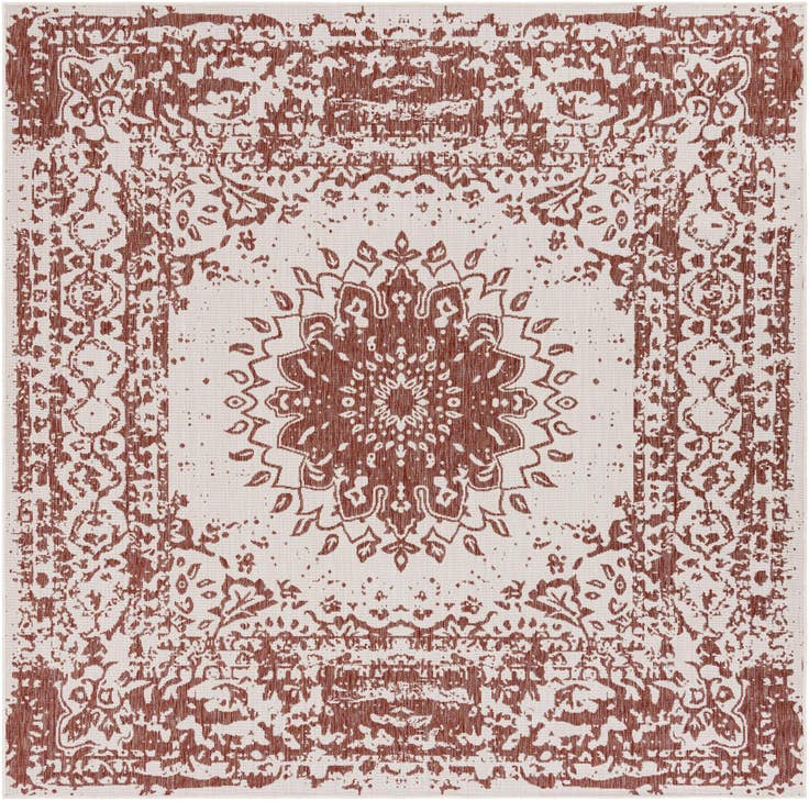 Detail image of 7' 10 x 7' 10 Easy-Clean Traditional Indoor / Outdoor Square Rug