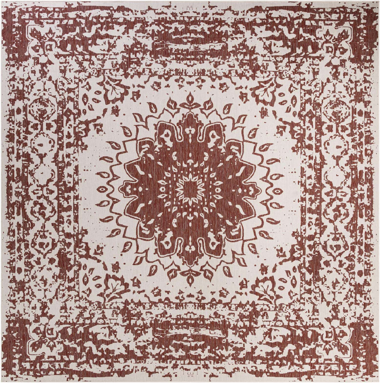 13' x 13' Easy-Clean Traditional Indoor / Outdoor Square Rug