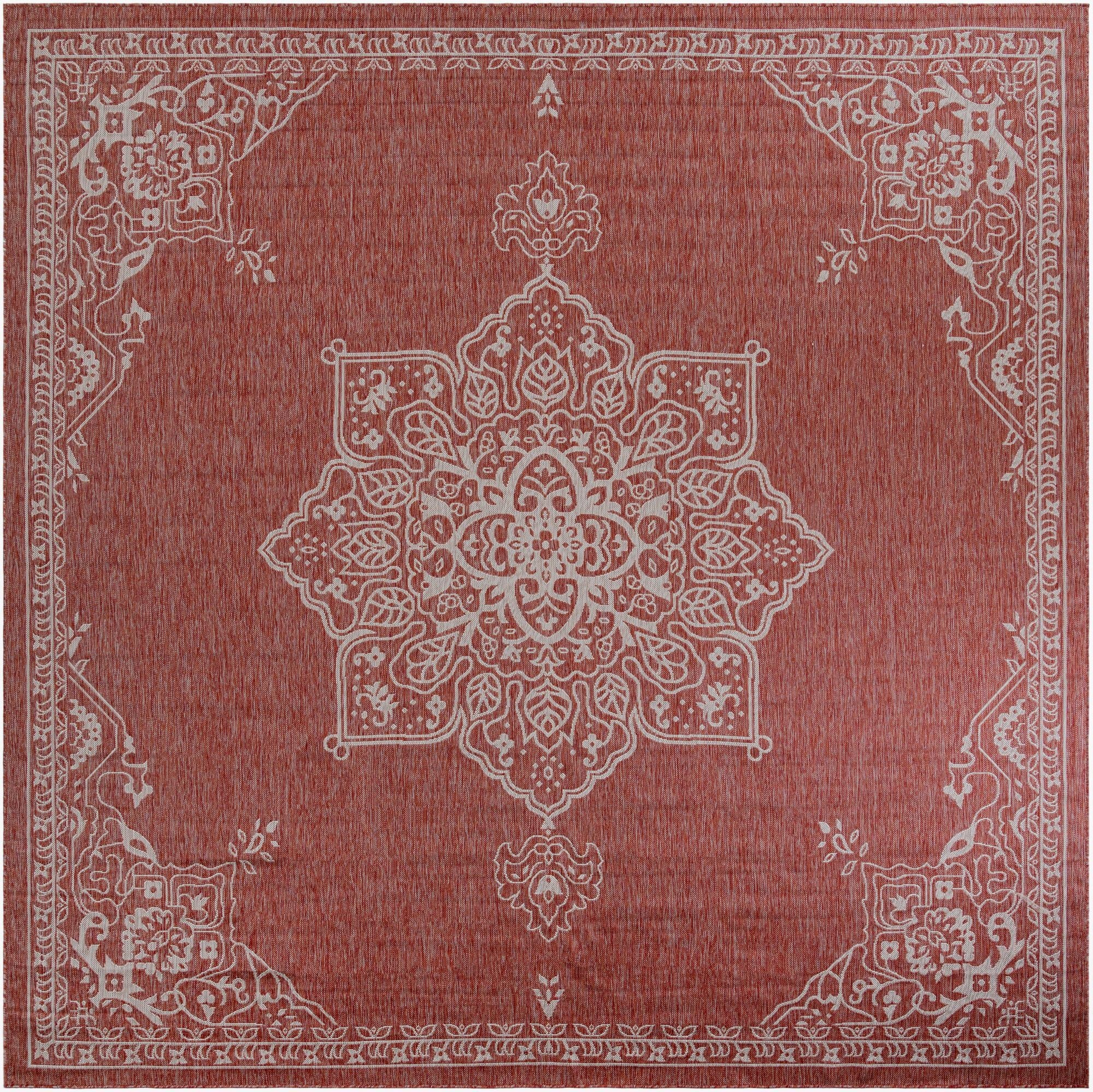 12' x 12'  Washable Traditional Indoor / Outdoor Square Rug