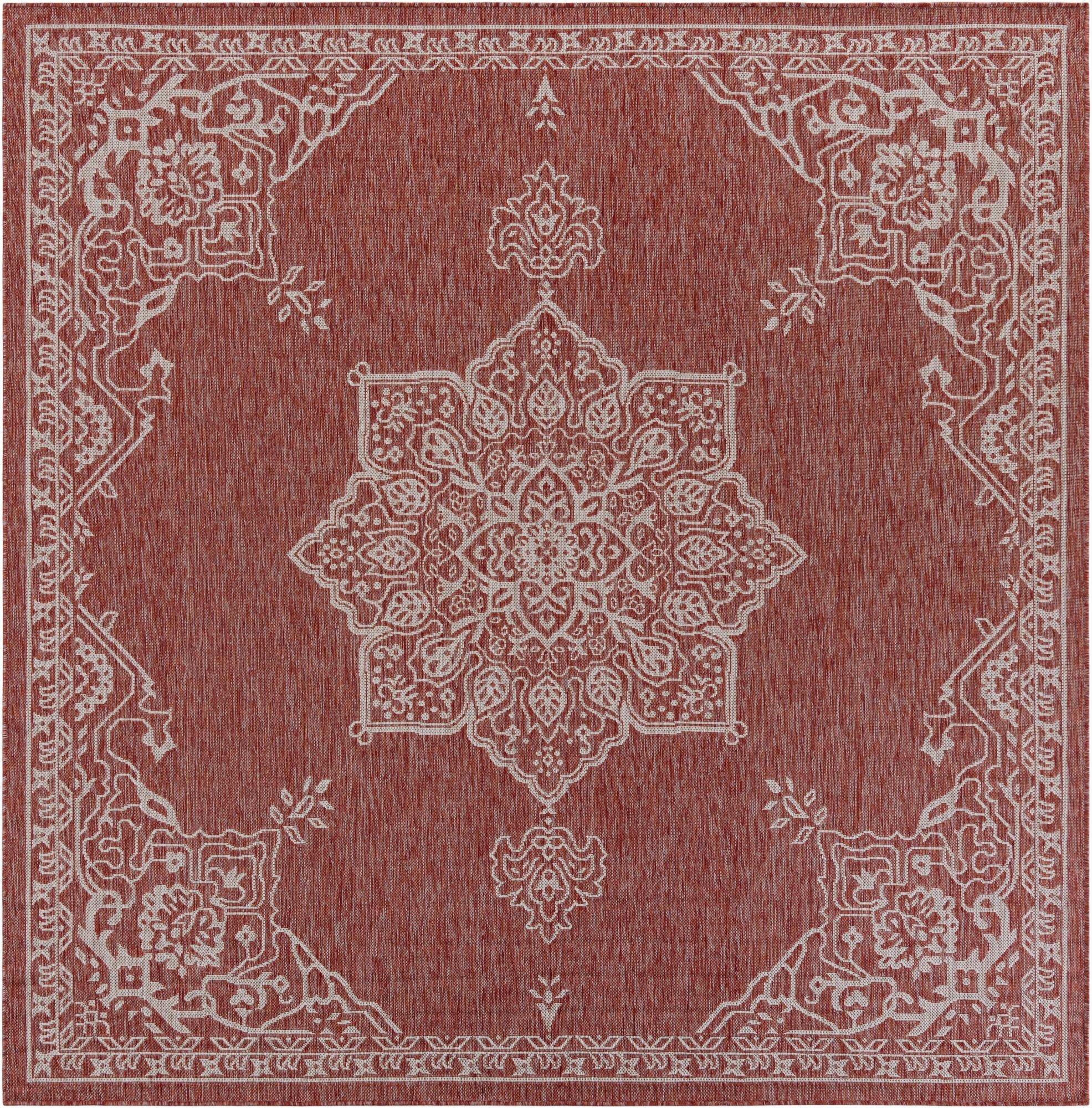 7' 10 x 7' 10  Washable Traditional Indoor / Outdoor Square Rug