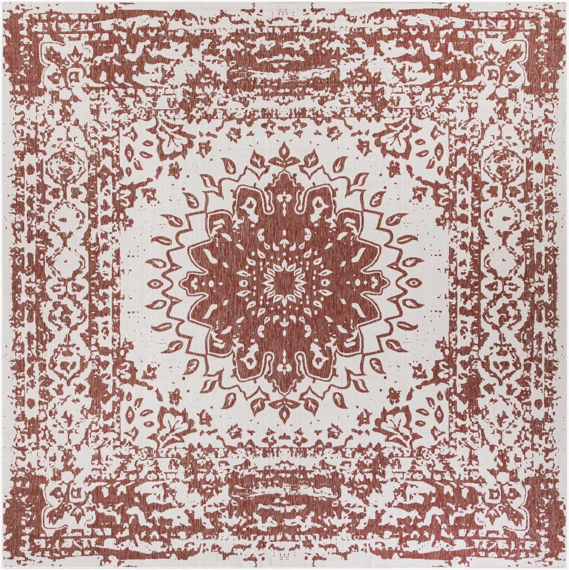 12' x 12'  Washable Traditional Indoor / Outdoor Square Rug