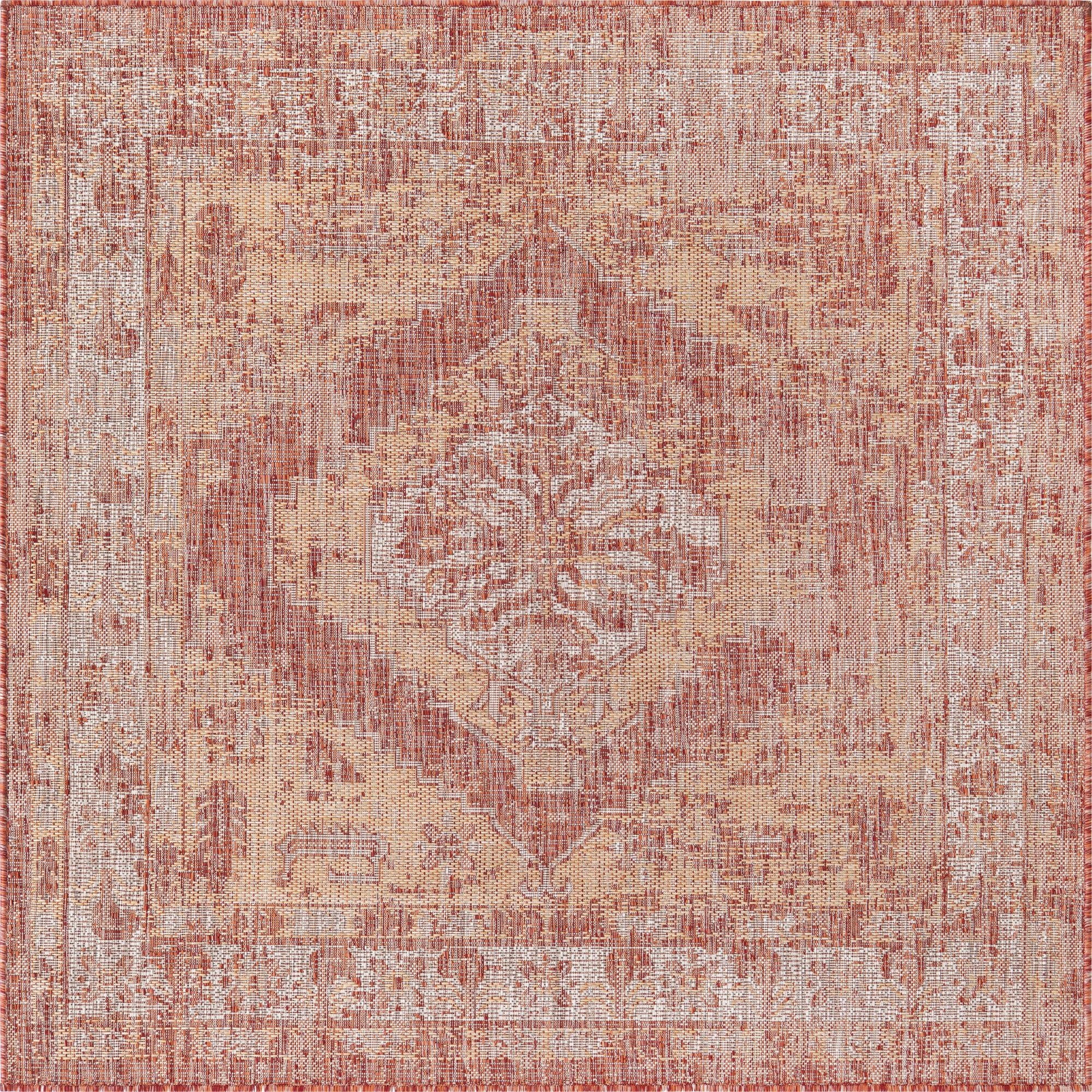 5' 3 x 5' 3  Washable Traditional Indoor / Outdoor Square Rug