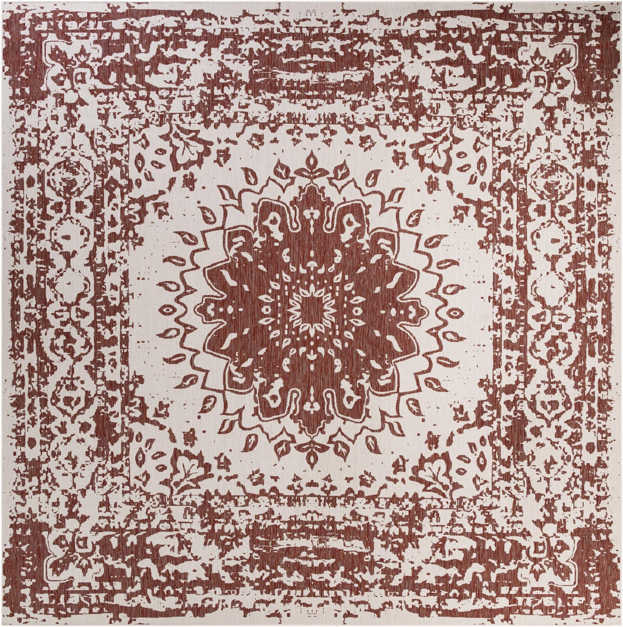 13' x 13'  Washable Traditional Indoor / Outdoor Square Rug
