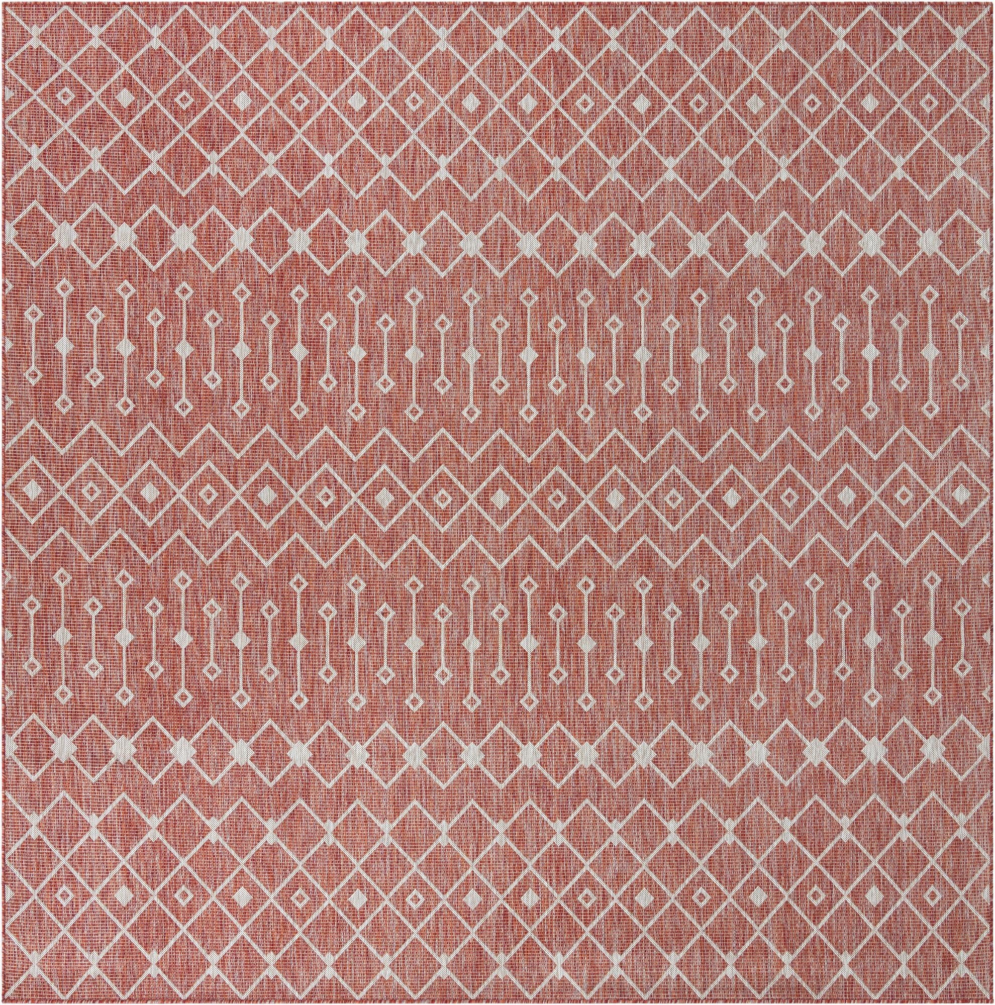 10' 8 x 10' 8  Washable Trellis Indoor / Outdoor Square Rug