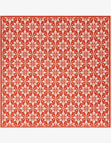Rust Red Easy-Clean Trellis Indoor / Outdoor Square Rug