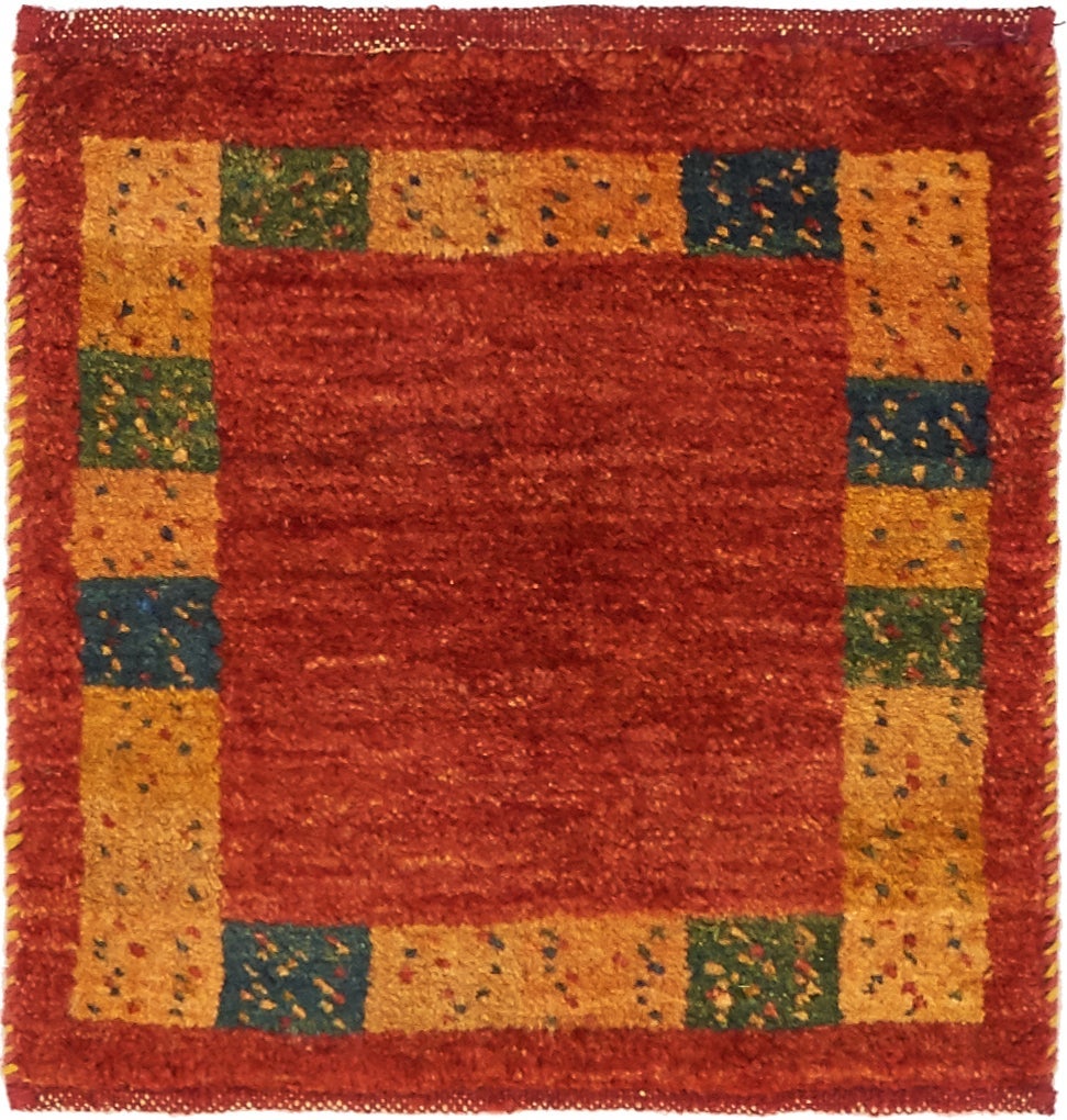1' 3 x 1' 4 Hand Knotted Shiraz-Gabbeh Persian Wool Square Rug