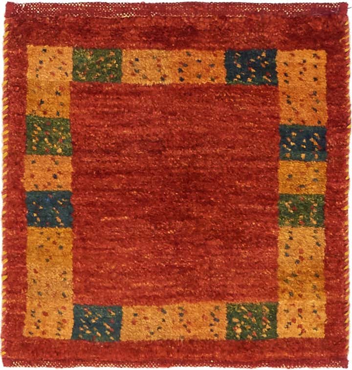1' 3 x 1' 4 Hand Knotted Shiraz-Gabbeh Persian Wool Square Rug