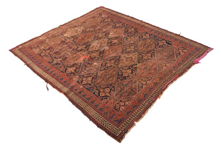 5' 1 x 6' Hand Knotted Shiraz Persian Wool Square Rug