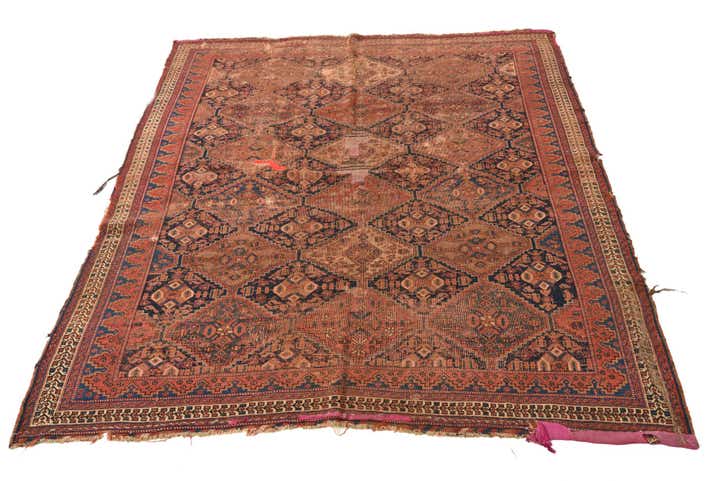 5' 1 x 6' Hand Knotted Shiraz Persian Wool Square Rug